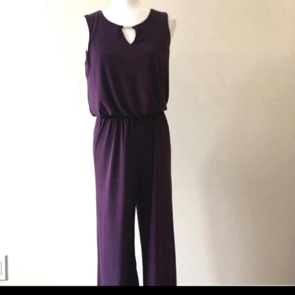 Tiana B purple stretch jumpsuit with bling